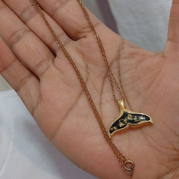 Mermaid Tail Pendant Gold Tone Necklace - Picture 5 of 5